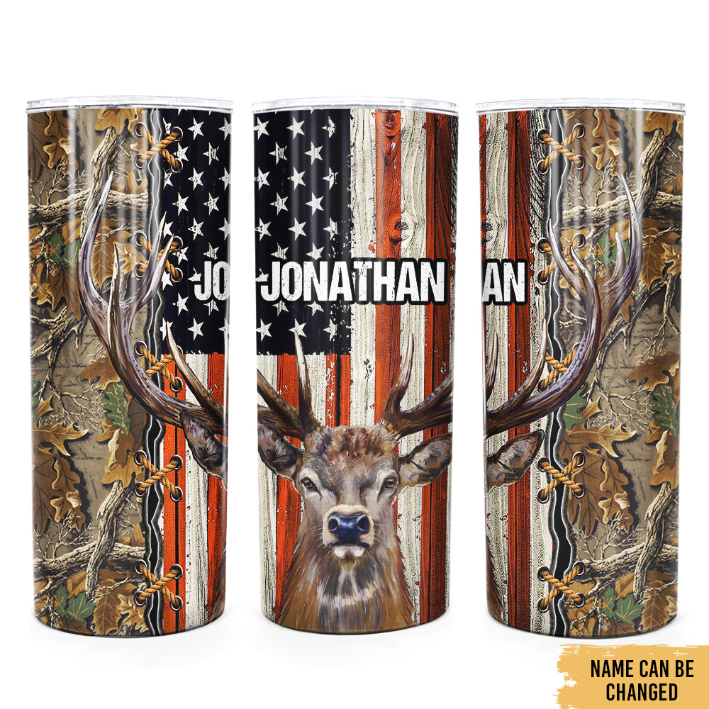 Personalized Camo Deer Hunting Stainless Steel Tumbler Coffee Mug