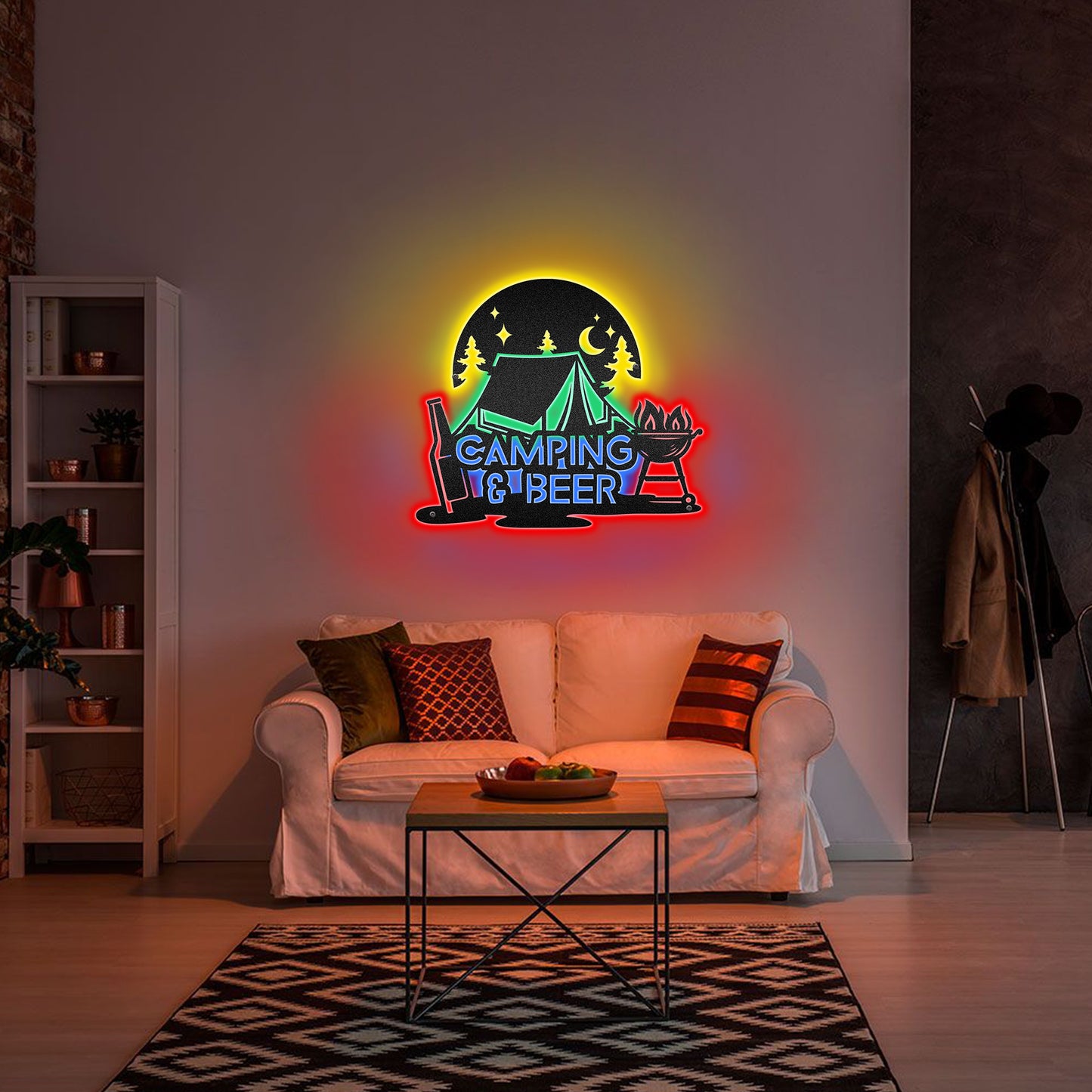 Camping Lovers - Campsite Home Decoration - LED Light Personalized Cut Metal Sign