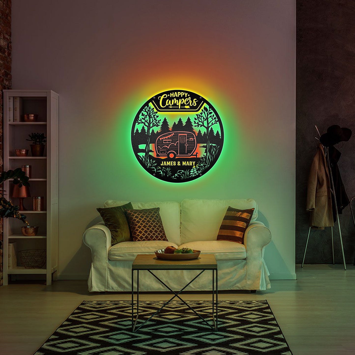 Campsite Lovers - Camping Car Home Decoration - LED Light Personalized Cut Metal Sign