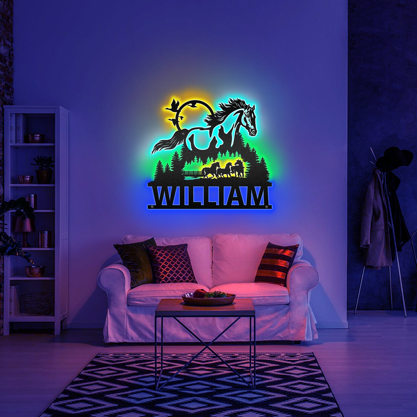 Horse Racing - Farmhouse Home Decoration - LED Light Personalized Cut Metal Sign