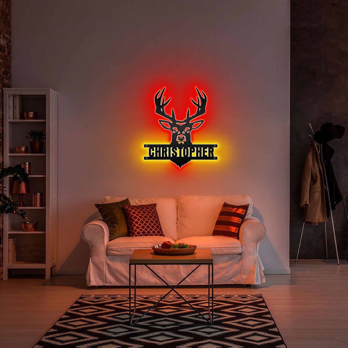 Deer Head - Farmhouse Woodland Wild Life - LED Light Personalized Cut Metal Sign