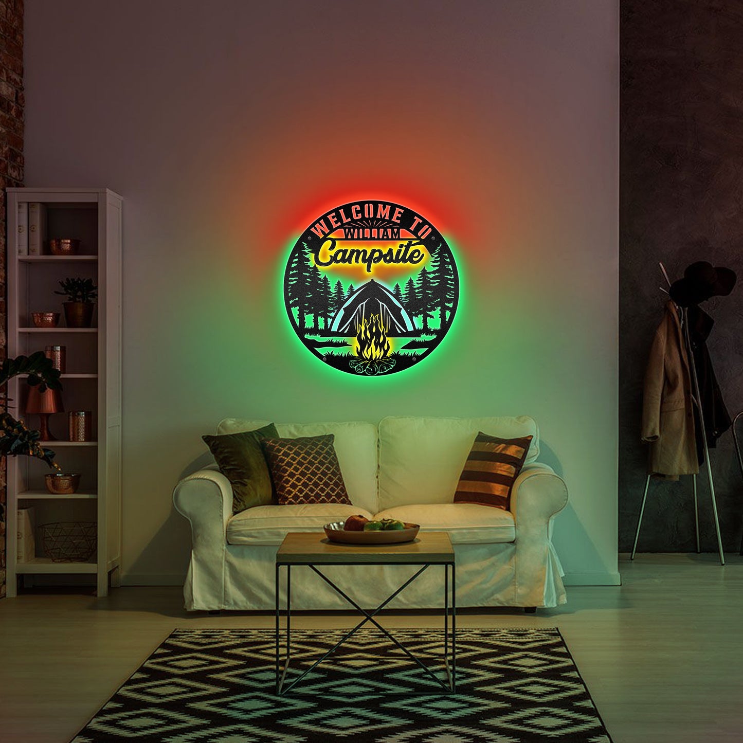 Campsite Lovers - Camping Home Decoration - LED Light Personalized Cut Metal Sign