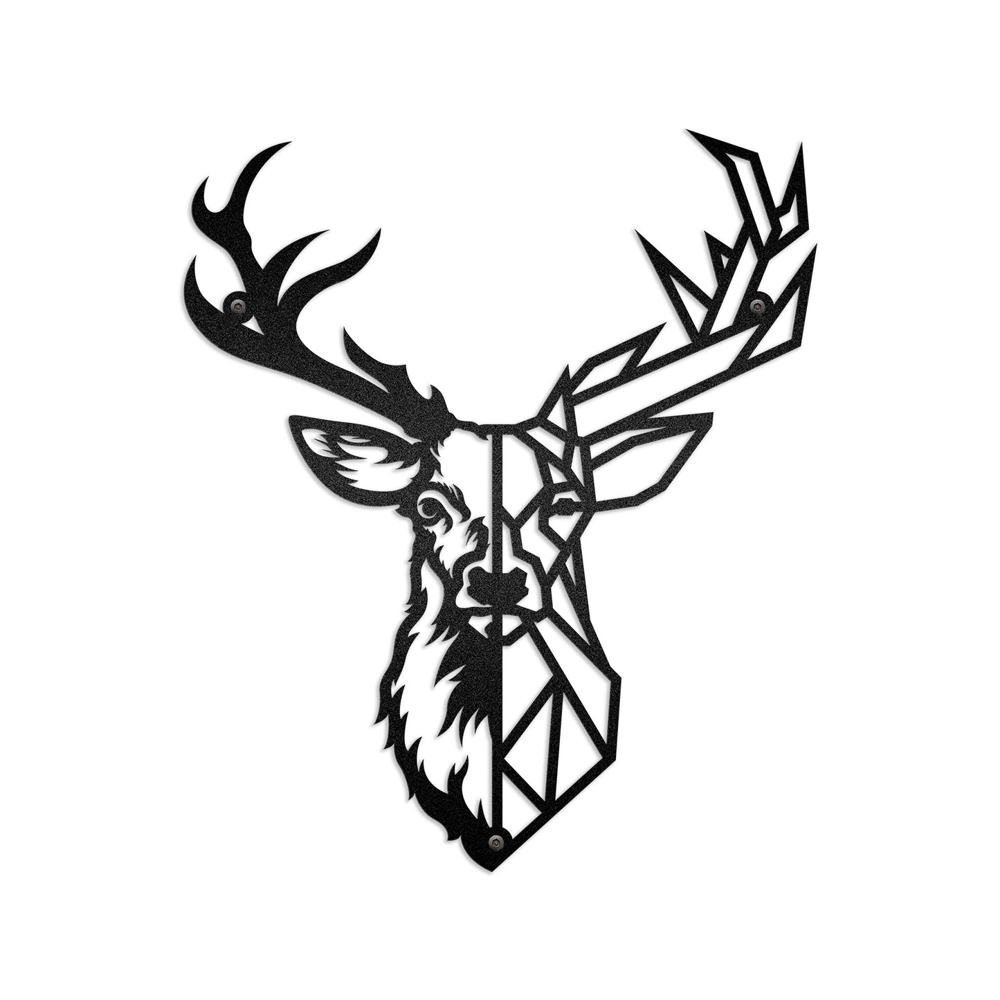 Deer Head In Geometric - Farmhouse Woodland Wild Life - LED Light Personalized Cut Metal Sign