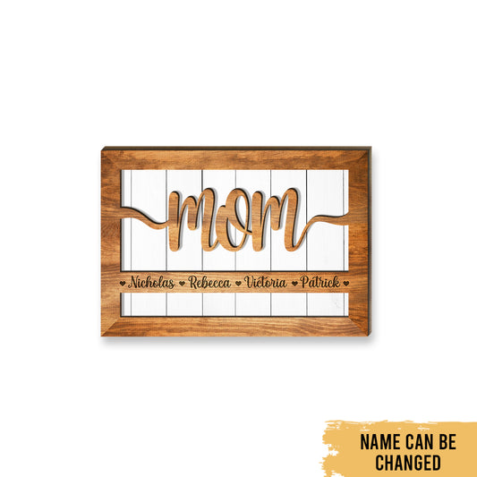 Love Mom - Mother's Day Farmhouse Decoration - Personalized 2-Layer Wooden Art