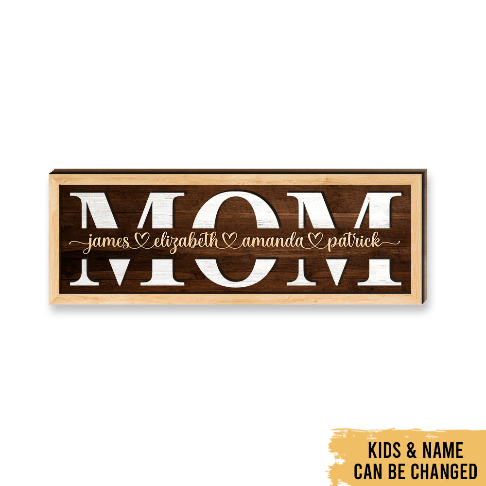 Love Mom - Mother's Day Farmhouse Decoration - Personalized 2-Layer Wooden Art