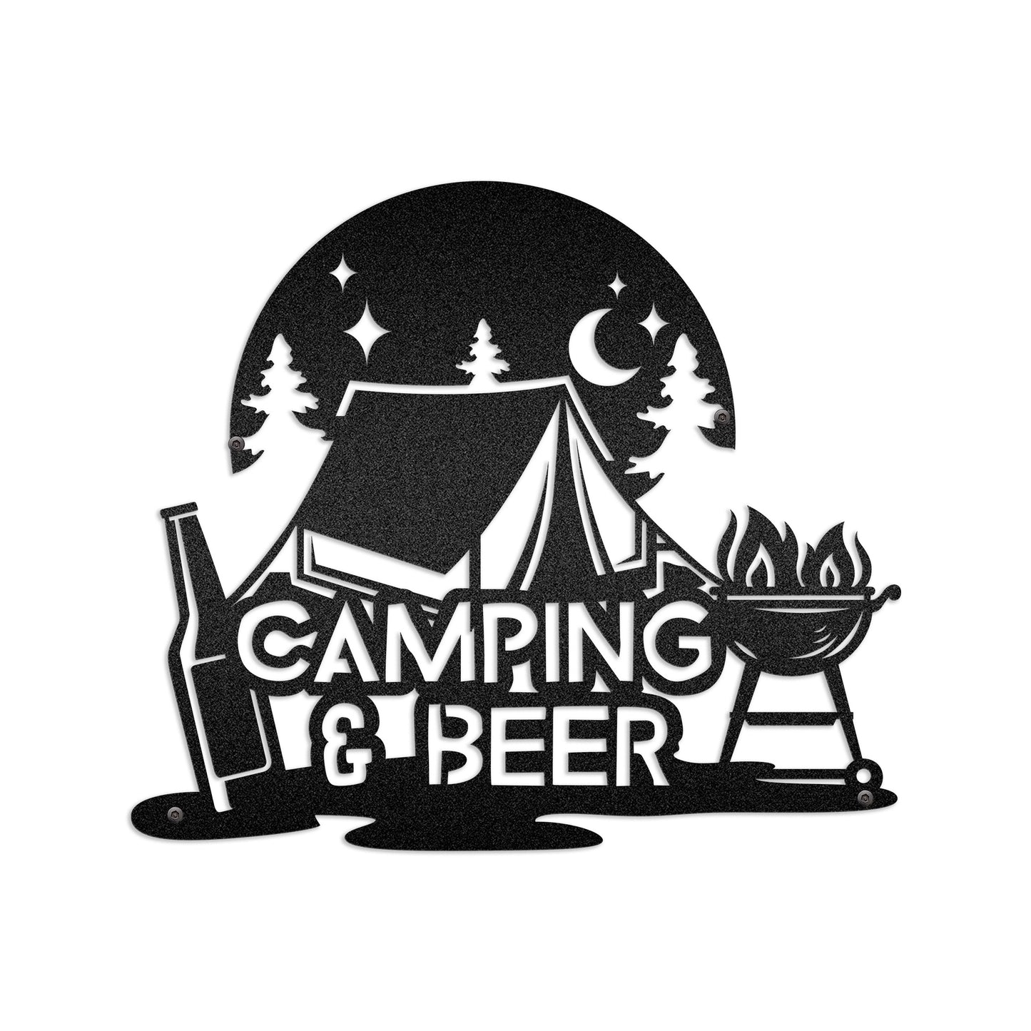 Camping Lovers - Campsite Home Decoration - LED Light Personalized Cut Metal Sign