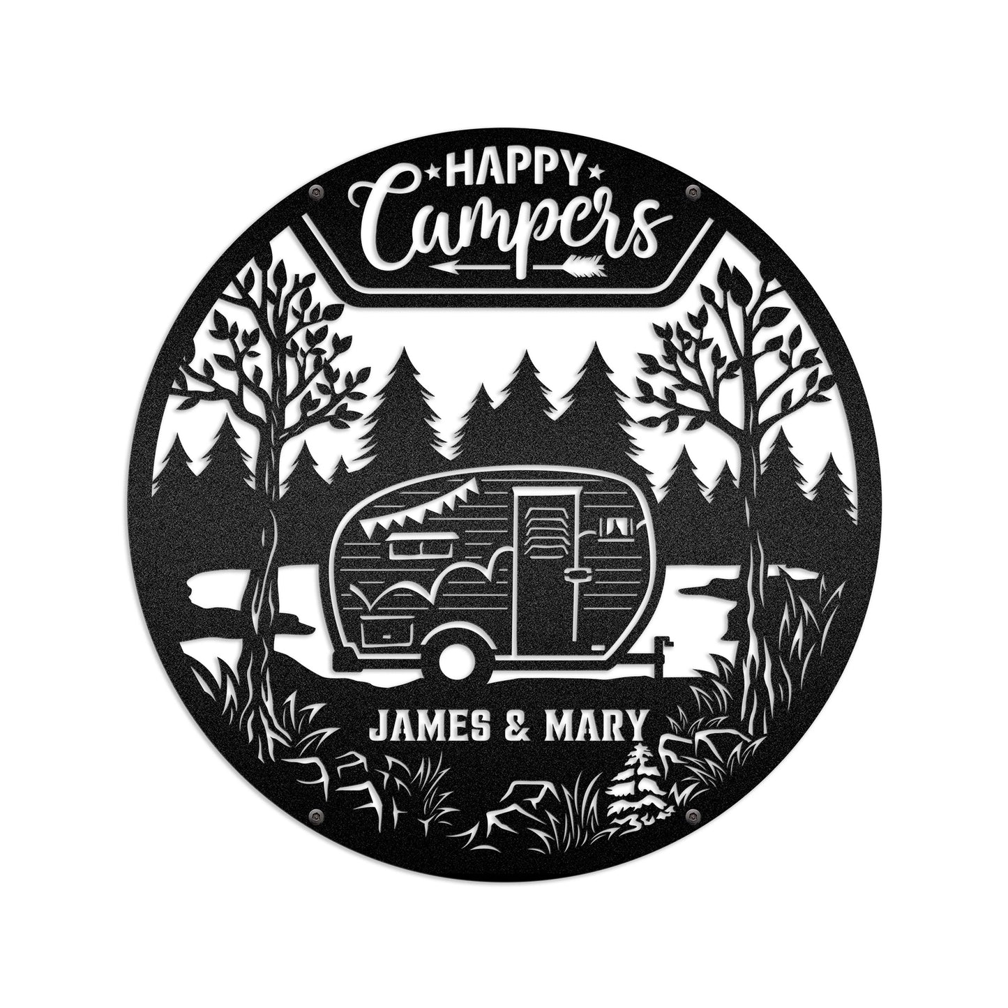 Campsite Lovers - Camping Car Home Decoration - LED Light Personalized Cut Metal Sign