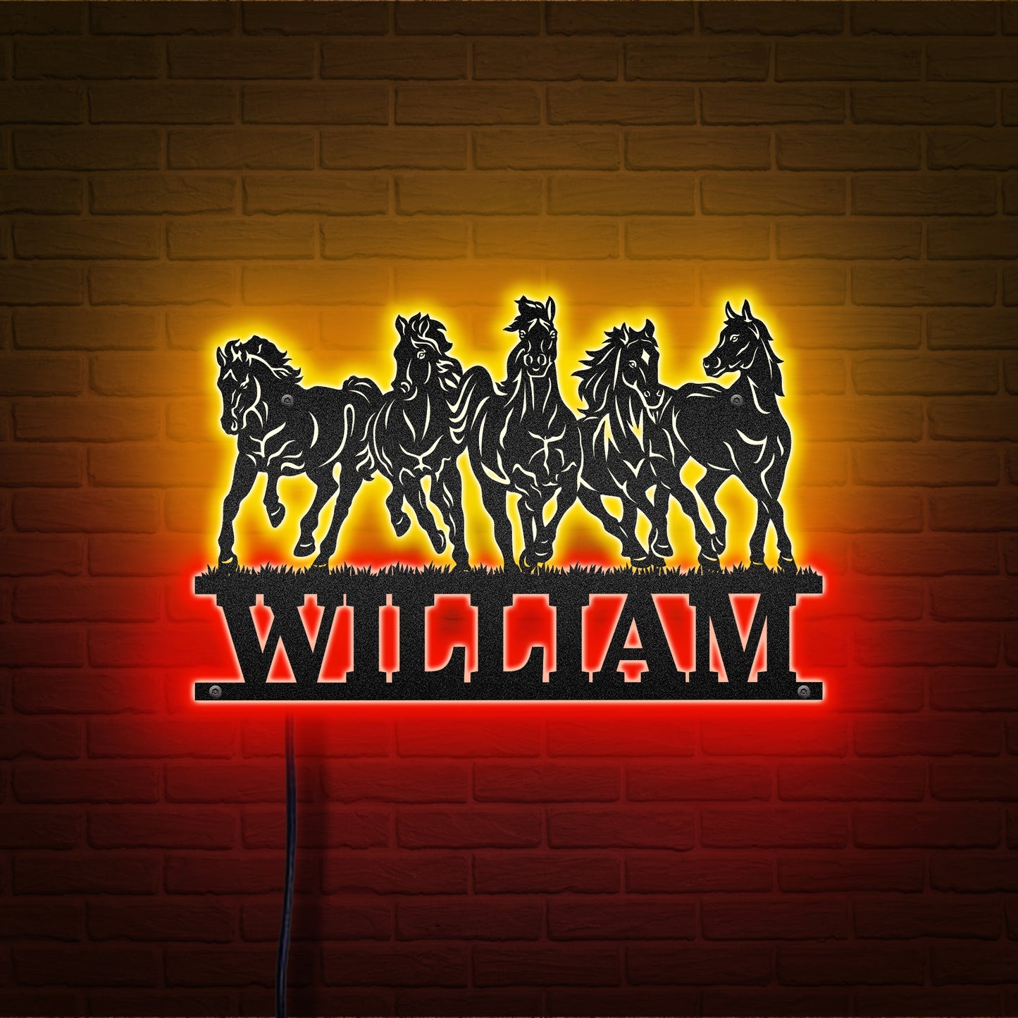 Horse Racing - Farmhouse Home Decoration - LED Light Personalized Cut Metal Sign