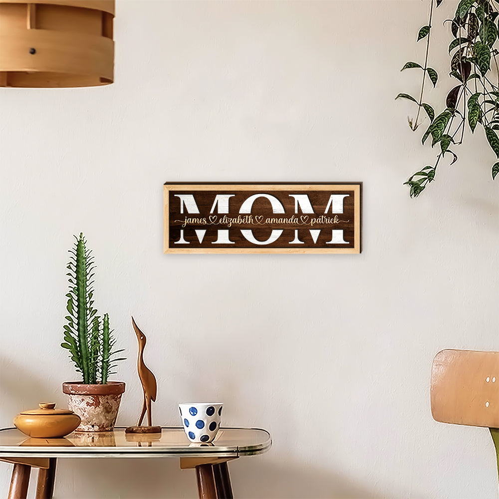 Love Mom - Mother's Day Farmhouse Decoration - Personalized 2-Layer Wooden Art