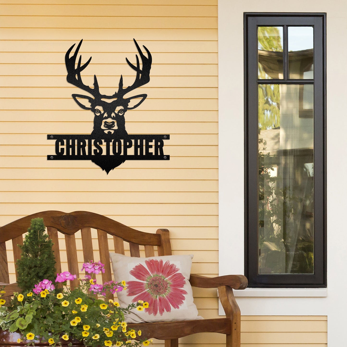 Deer Head - Farmhouse Woodland Wild Life - LED Light Personalized Cut Metal Sign