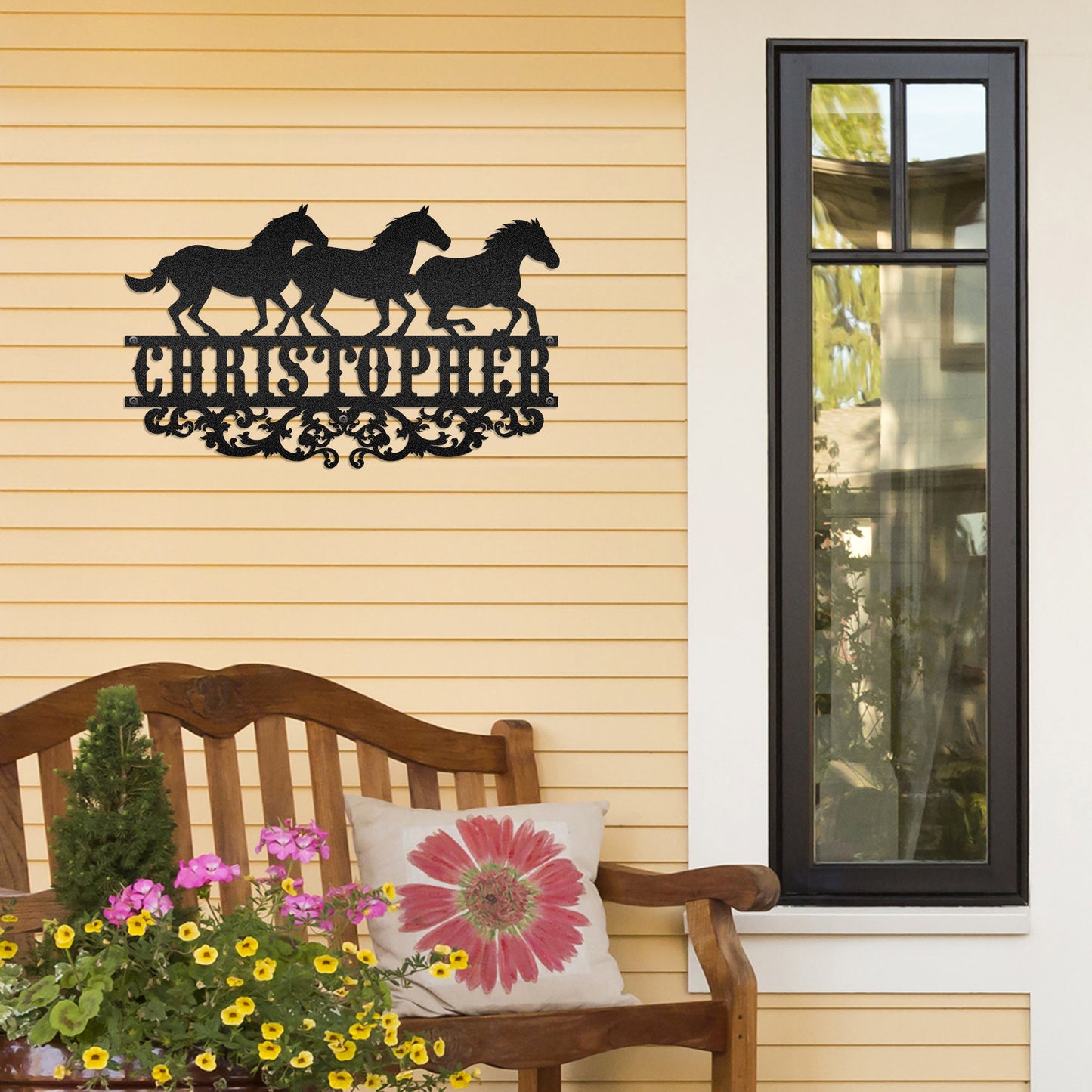 Horse Racing Monogram - Farmhouse Home Decoration - LED Light Personalized Cut Metal Sign