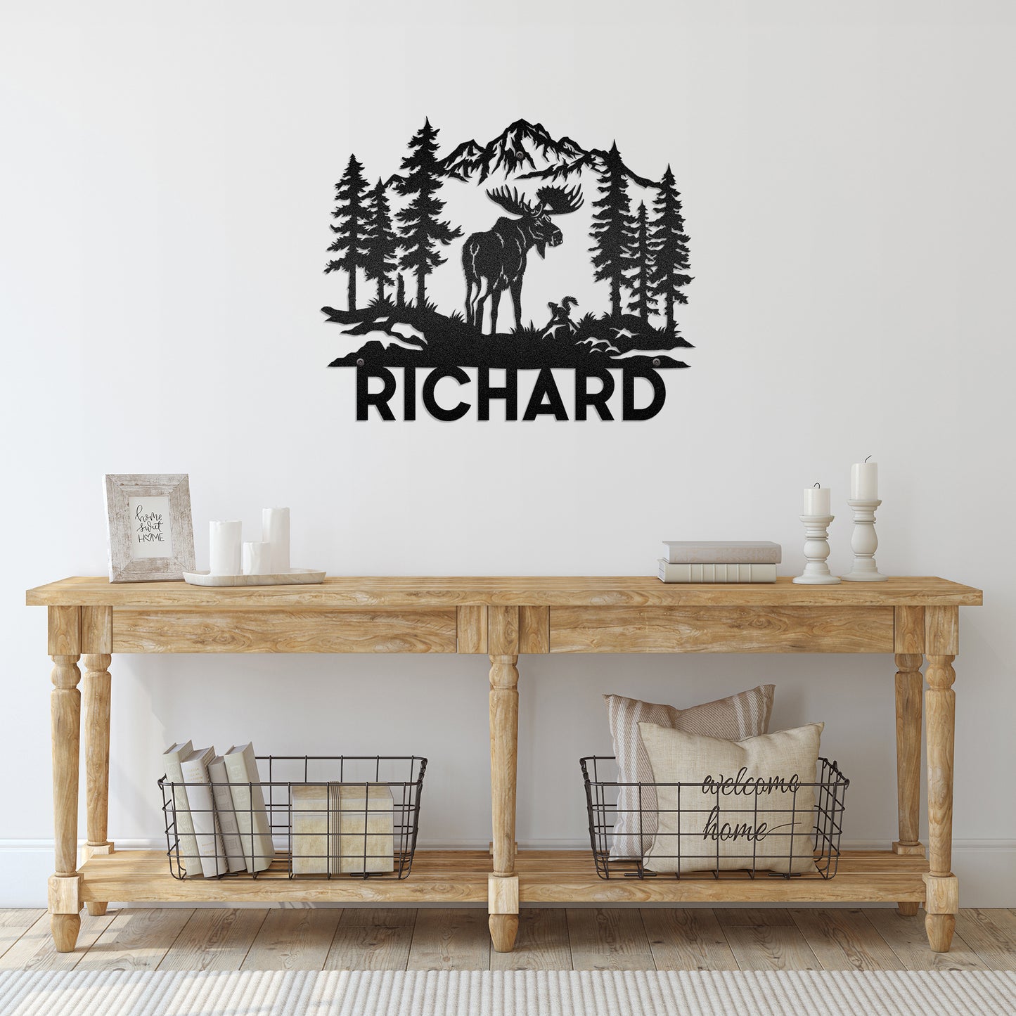 Moose Lovers - Farmhouse Deer Woodland Wild Life - LED Light Personalized Cut Metal Sign