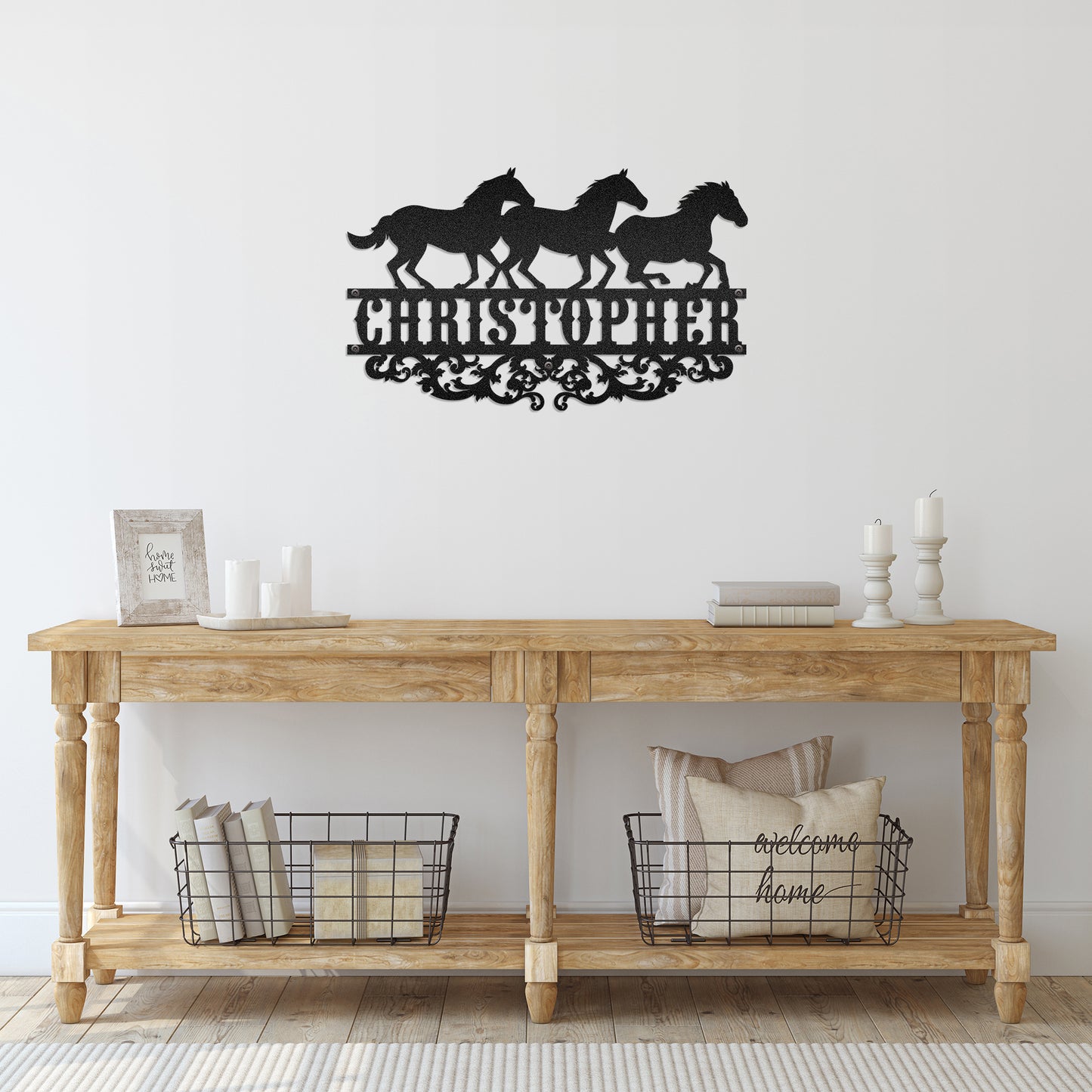 Horse Racing Monogram - Farmhouse Home Decoration - LED Light Personalized Cut Metal Sign