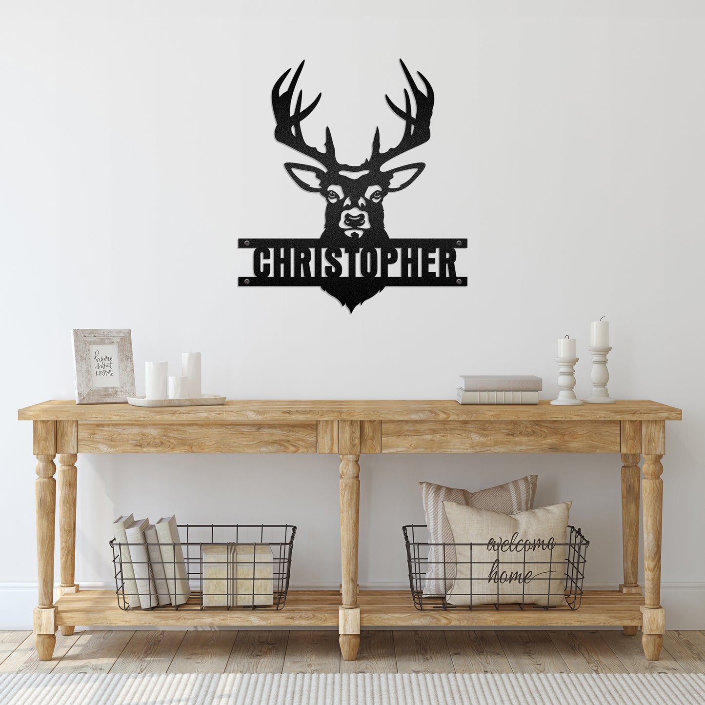 Deer Head - Farmhouse Woodland Wild Life - LED Light Personalized Cut Metal Sign