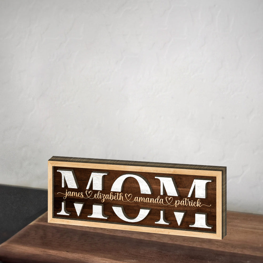 Love Mom - Mother's Day Farmhouse Decoration - Personalized 2-Layer Wooden Art