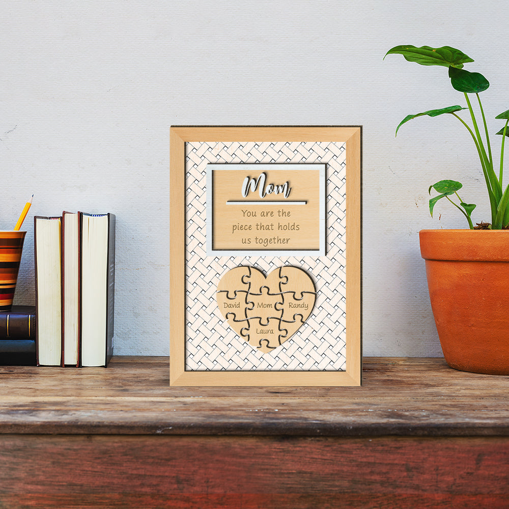 Mom Puzzle - Mother's Day Farmhouse Decoration - Personalized 2-Layer Wooden Art