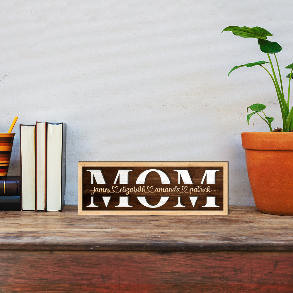 Love Mom - Mother's Day Farmhouse Decoration - Personalized 2-Layer Wooden Art