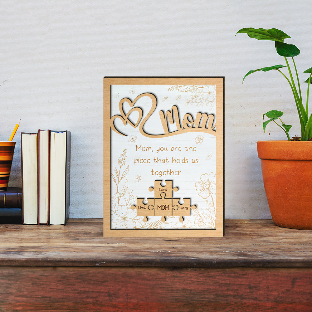 Love Mom Piece - Mother's Day Farmhouse Decoration - Personalized 2-Layer Wooden Art