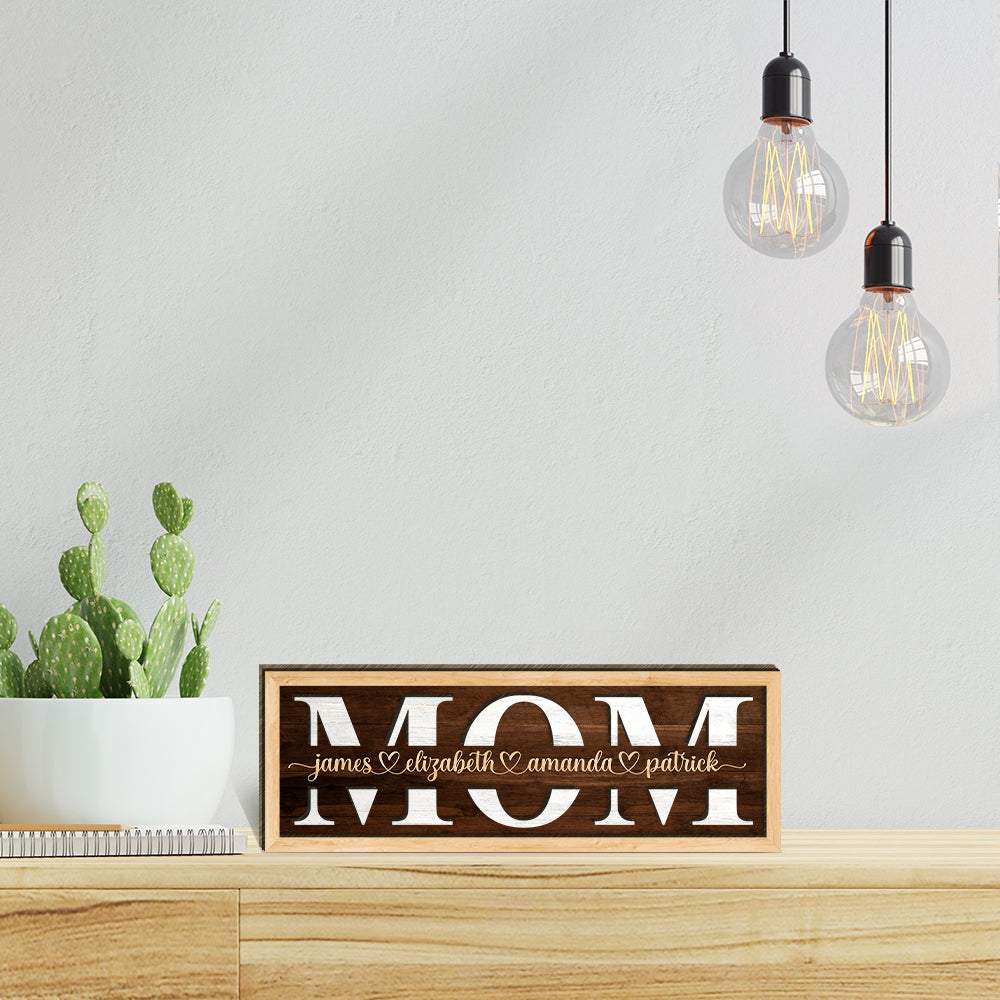 Love Mom - Mother's Day Farmhouse Decoration - Personalized 2-Layer Wooden Art