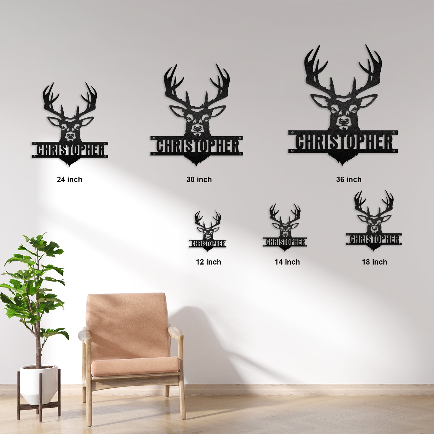 Deer Head - Farmhouse Woodland Wild Life - LED Light Personalized Cut Metal Sign