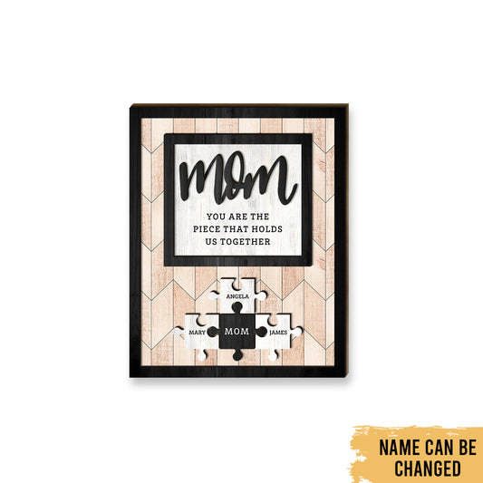 Love Mom Puzzle - Mother's Day Farmhouse Decoration - Personalized 2-Layer Wooden Art