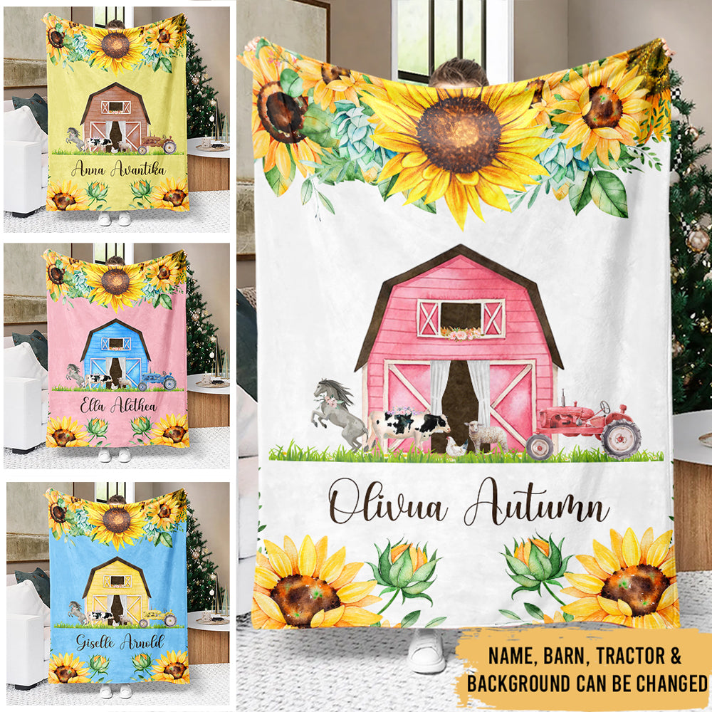 Barn House - Farm Animal Farmhouse Decoration - Personalized Fleece Blanket