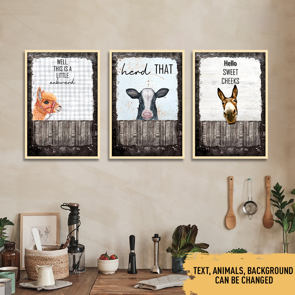 Funny Farm Animal Sign - Farmhouse Decoration Wall Art Decor Farm Life - Personalized Canvas