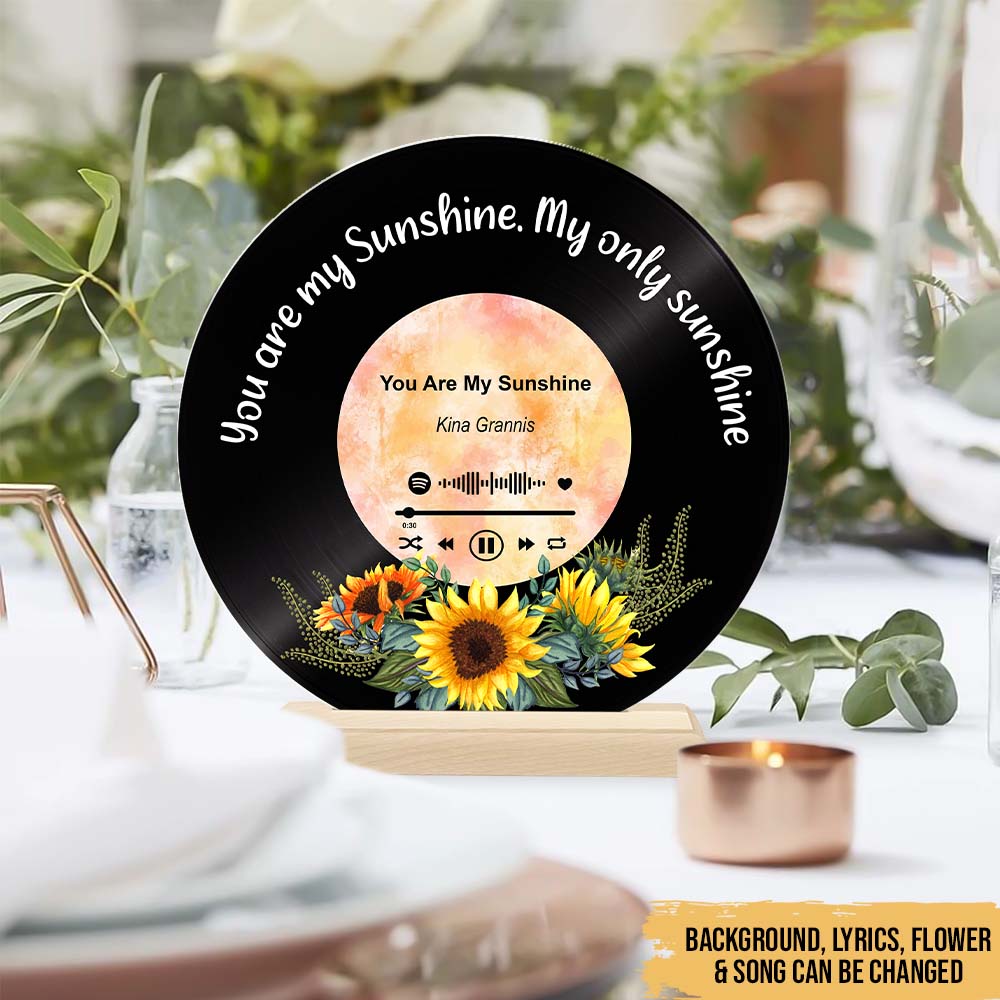 Gifts For Mom Grandma Mother's Day - Flower Music Song Vinyl Disc Gardening Farmhouse Decoration - Personalized Acrylic Record With Wooden Stand