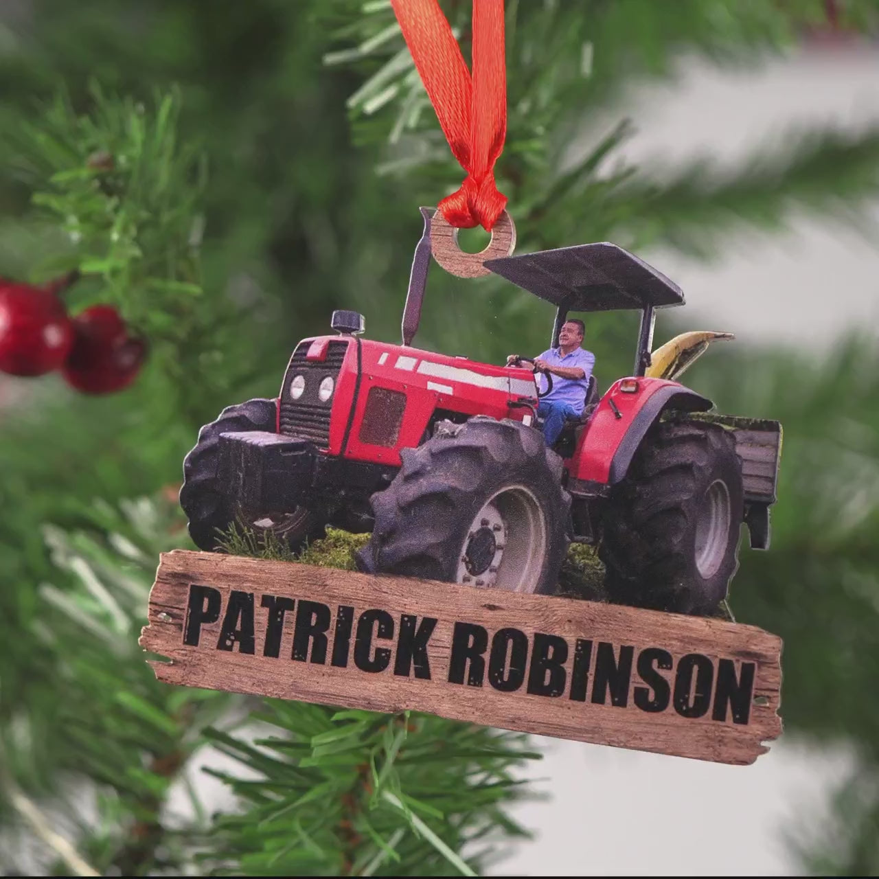 Tractor Ornament - Farmers Farmhouse Decoration - Personalized 2-Sided Acrylic Ornament