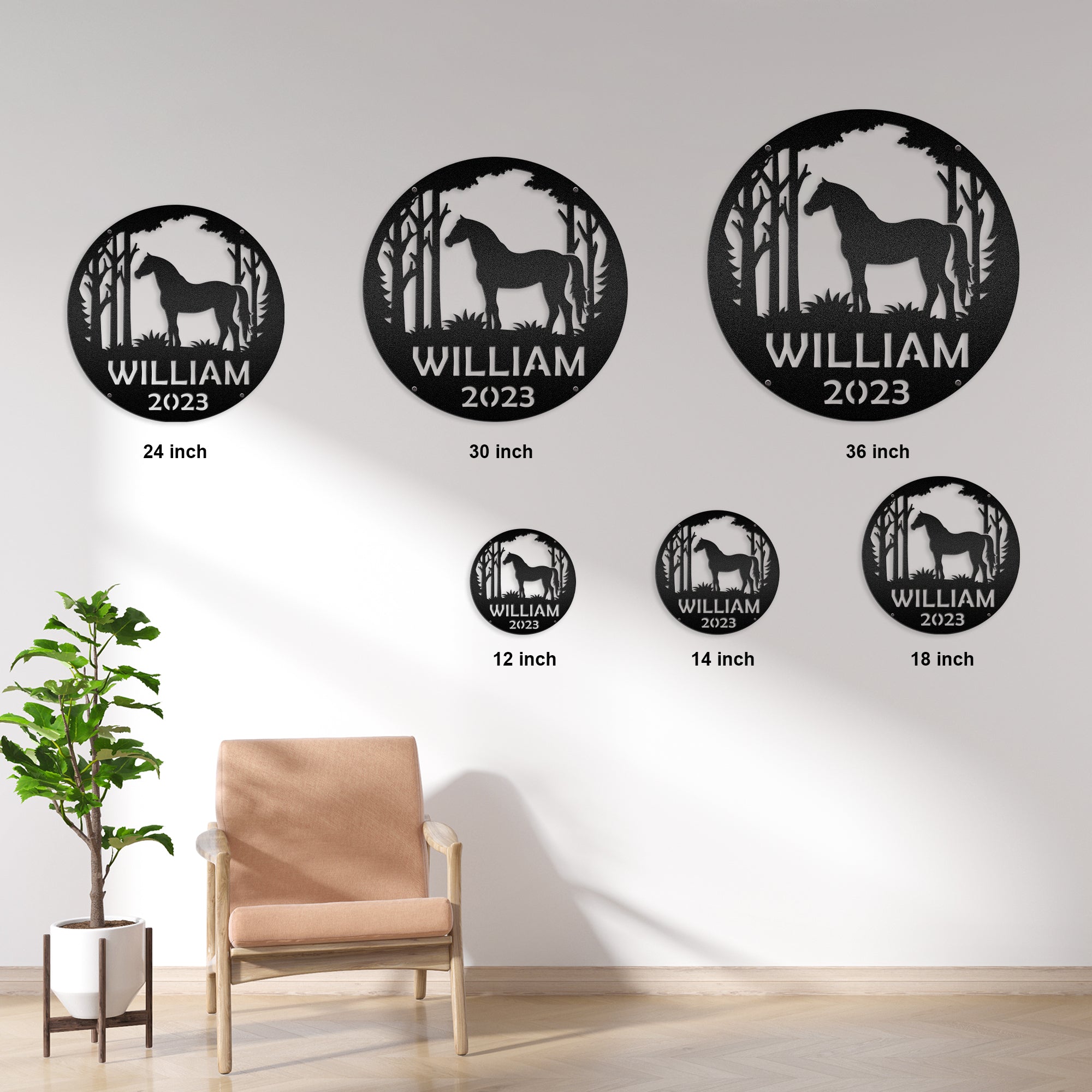 Horse - Farm Animals Farmhouse Scandinavia Decoration - LED Light Personalized Cut Metal Sign