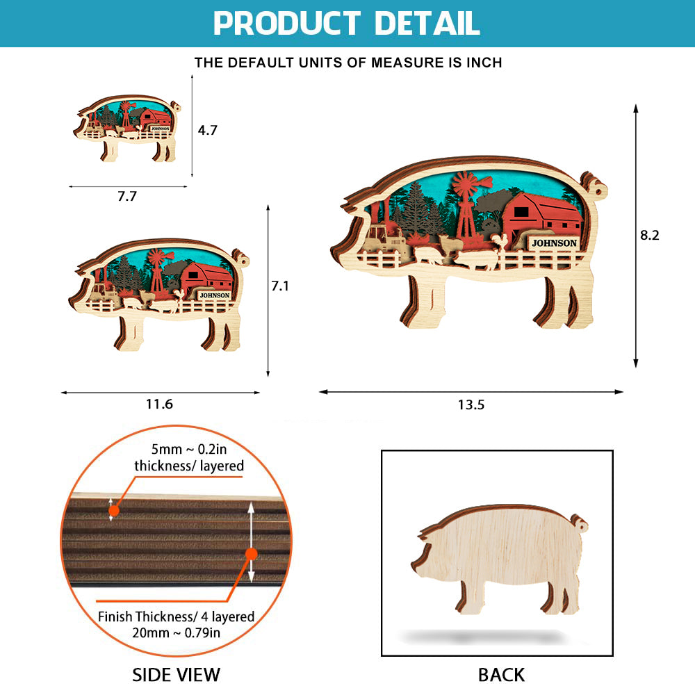 Pig Farming - Farm Animal Farmhouse Decoration - Personalized 4-Layer Wooden Art