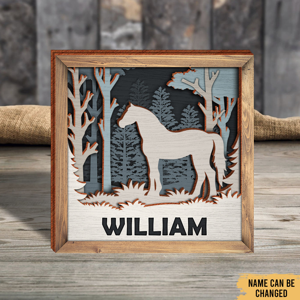 Horse - Farm Animals Farmhouse Scandinavia Decoration - Personalized 4-Layer Wooden Art