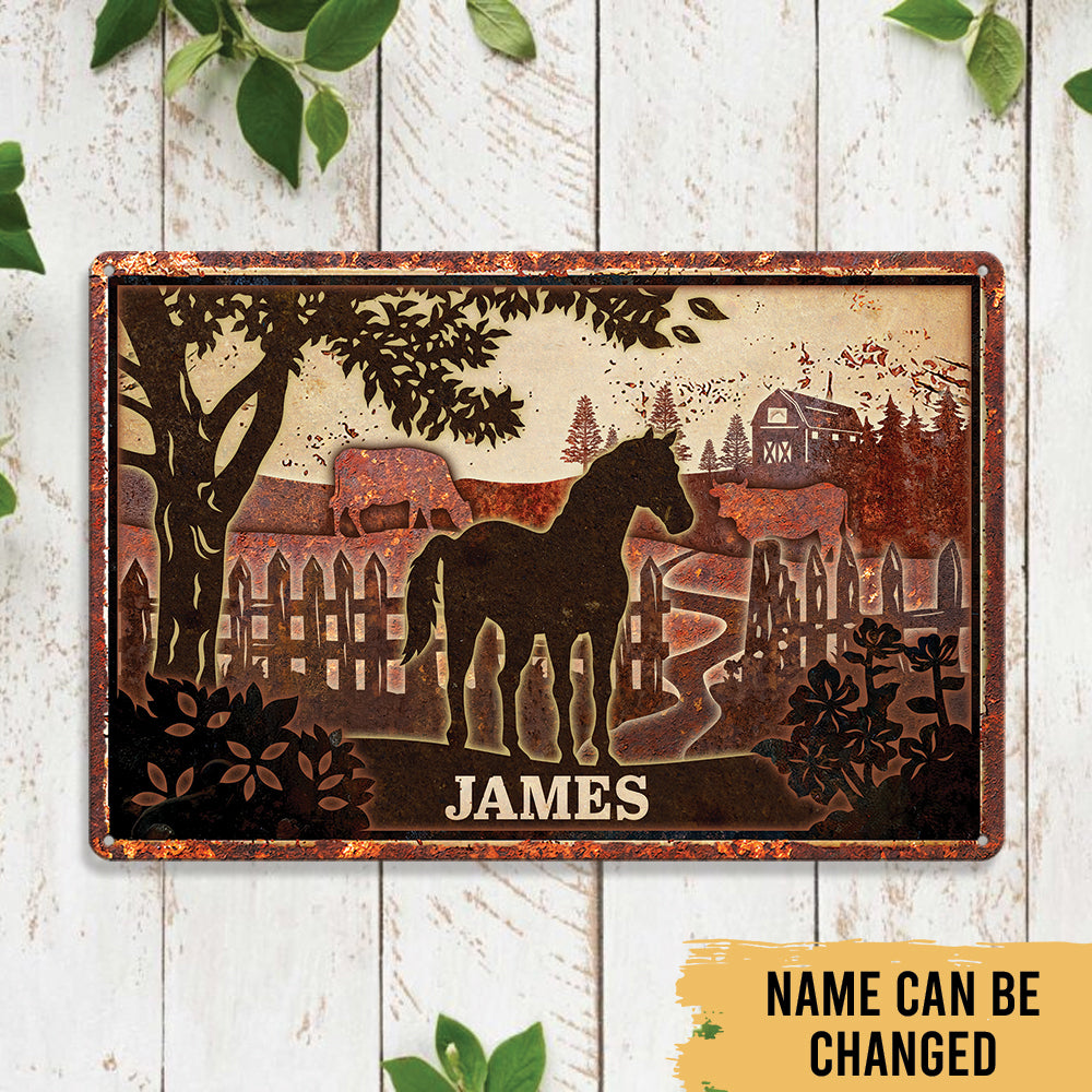 Horse Farm Life - Farmhouse Decoration - Personalized Rectangle Metal Sign