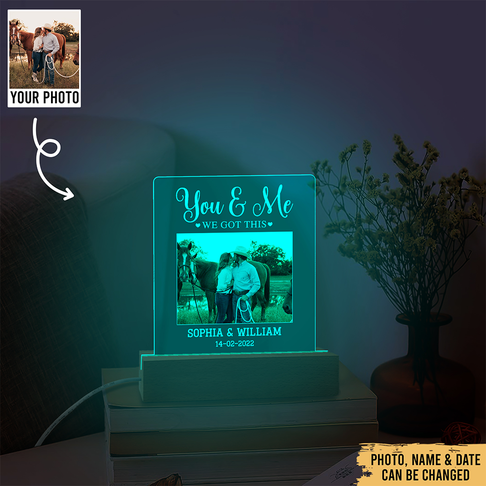 Personalized Photo Couple - Country Love Farm Farmhouse Decoration - 3D LED Light With Wooden Base