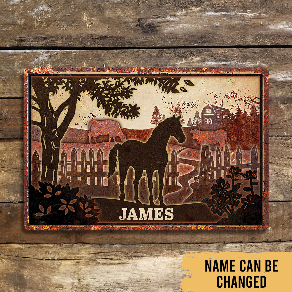 Horse Farm Life - Farmhouse Decoration - Personalized Rectangle Metal Sign