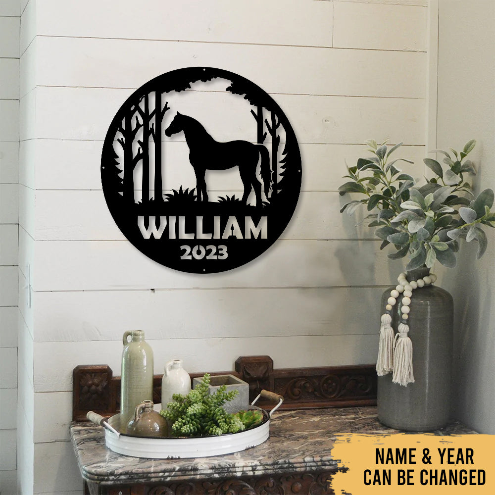 Horse - Farm Animals Farmhouse Scandinavia Decoration - LED Light Personalized Cut Metal Sign