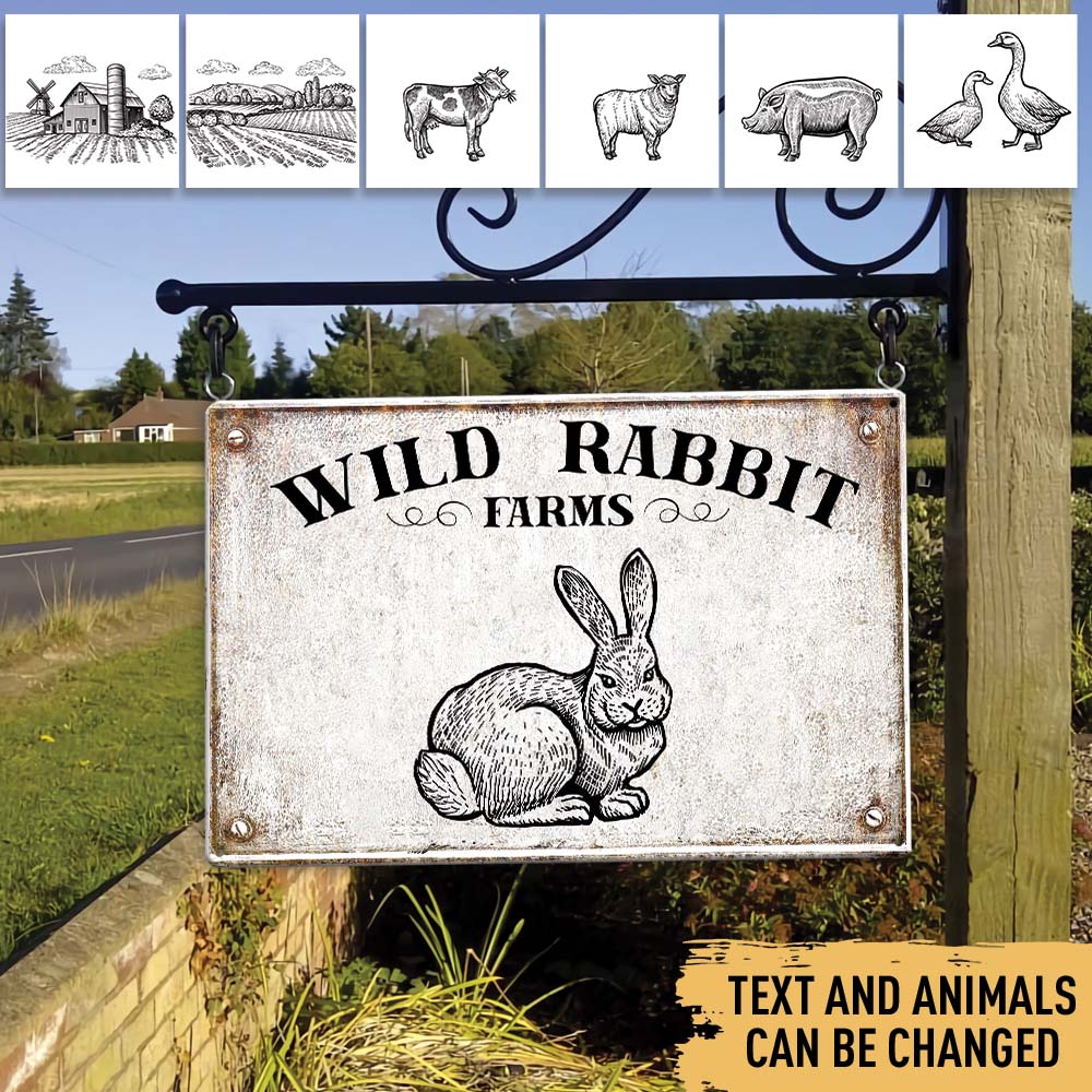 Farms Life Animals Vintage Sketch - Farmhouse Country Decoration - Personalized Rectangle Metal Sign