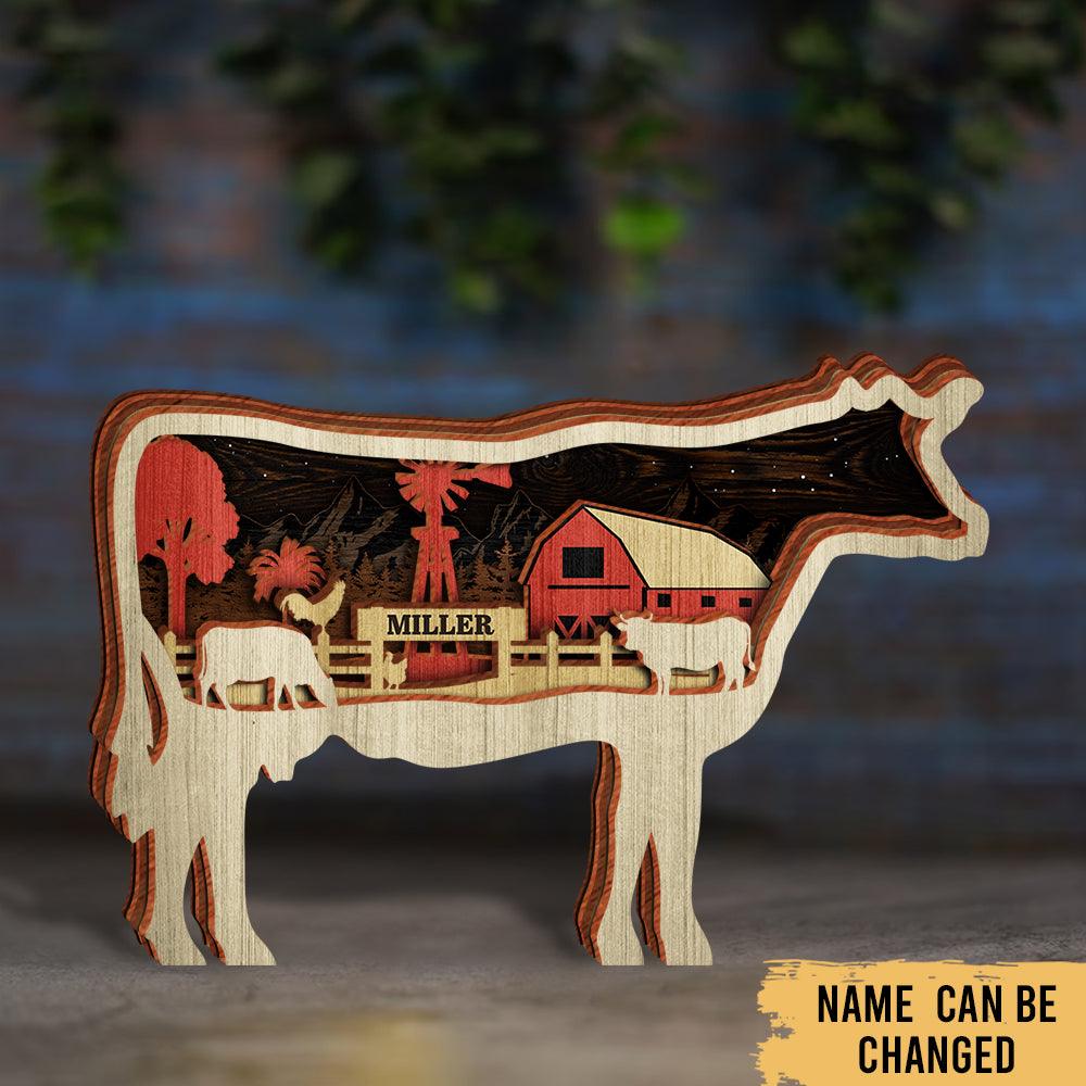 Cow Farm Animal - Farmhouse Decoration - Personalized 4-Layer