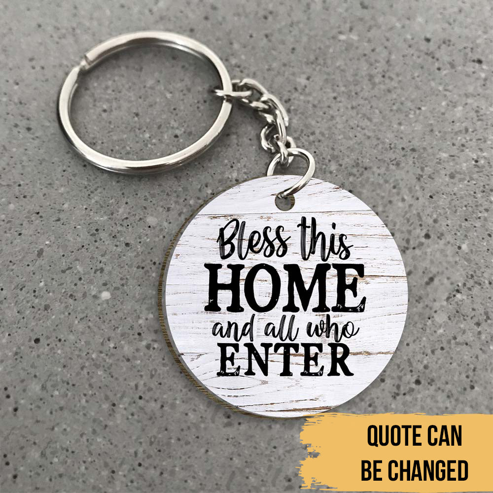 Family & Kitchen Farmhouse Quotes - Farm Life Accessories - Personalized 2-Sided Wooden Keychain